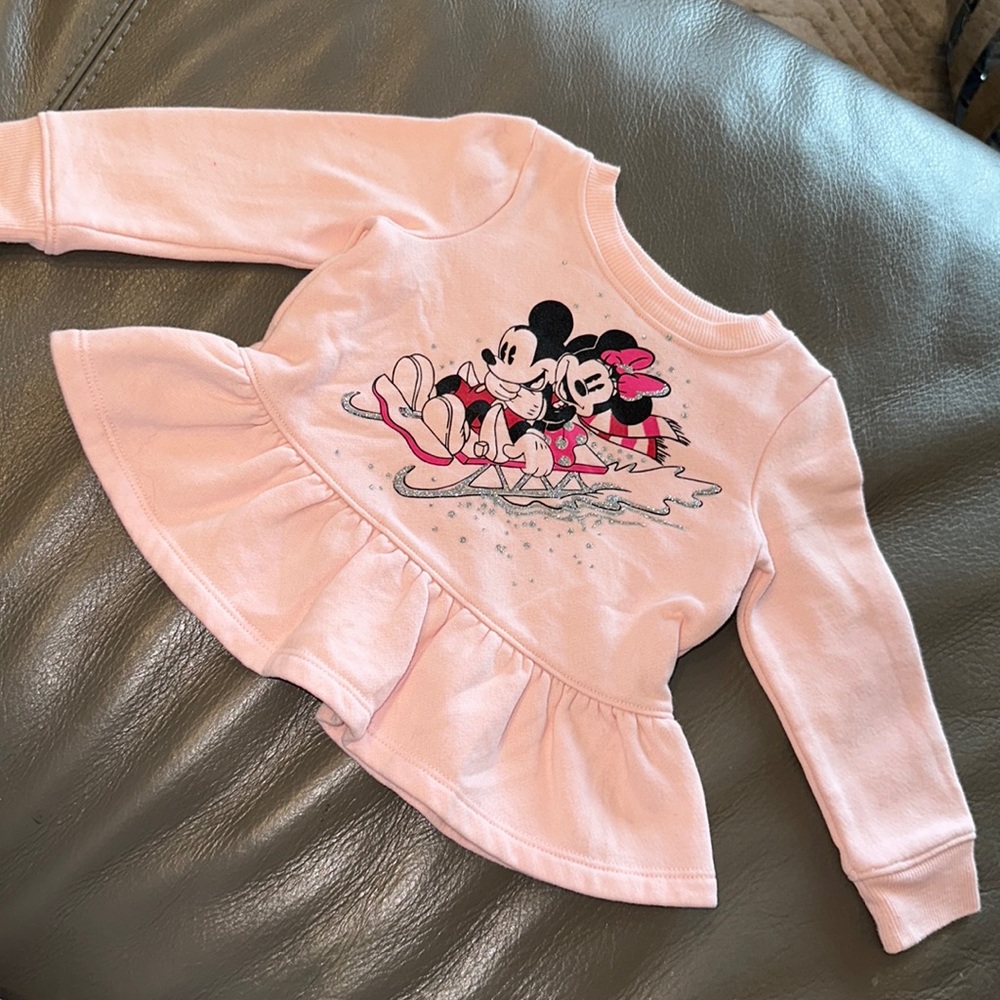 Disney Minnie Mouse and Mickey sledding sweatshirt